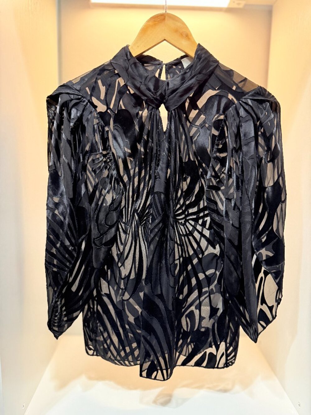 🖤 3.1 Phillip Lim Black Sheer Burnout Devoré Statement Blouse
